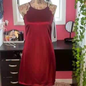maroon satin formal dress